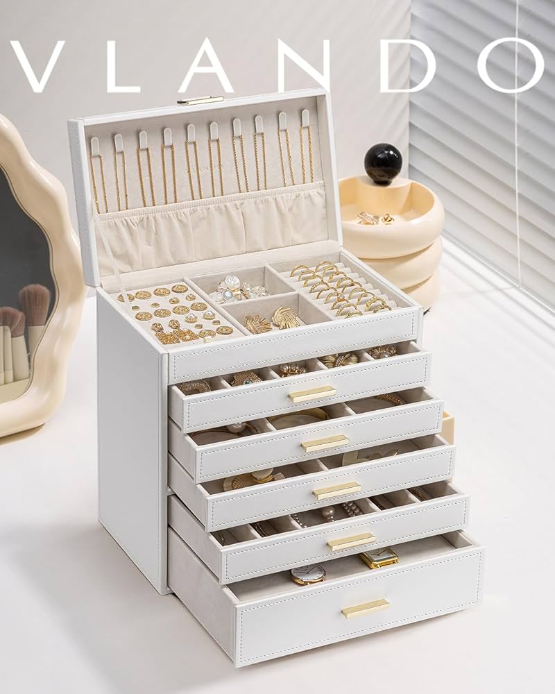 Vlando 大容量 ジュエリーボックス 6段式/Y23470-P2 楽天市場】VLANDO ジュエリーボックス 大容量 6段式 PUレザー